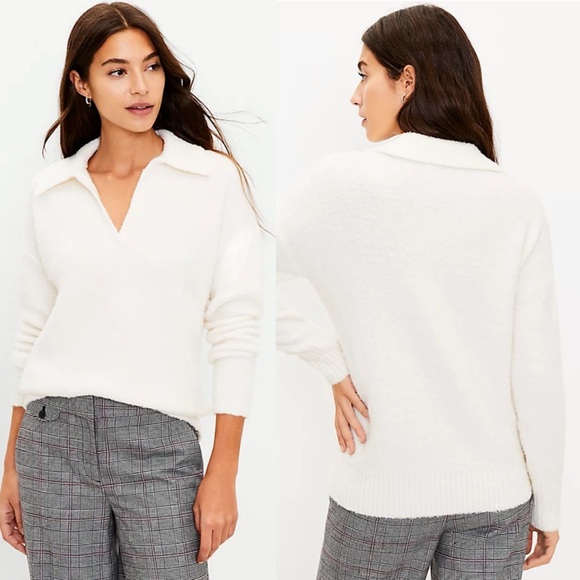 LOFT Sweaters - NWT Loft Boucle Polo Sweater